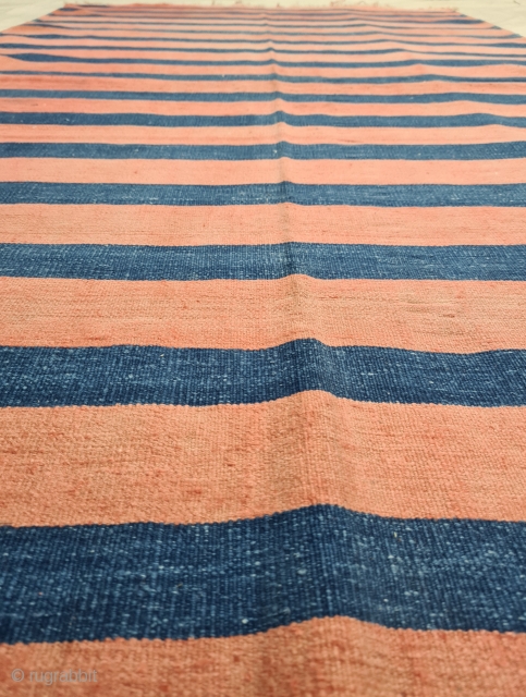 Blue-Red striped Jail Dhurrie (Cotton) From Bikaner ,Rajasthan , India. India.
Its size is 115X185cm (20210206_142221).                  