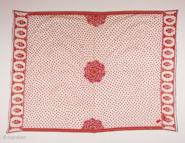 Abochhini Wedding Shawl from Sindh Region of Undivided India. India Silk Embroidery on the Cotton, c.1850-1870.Its size is 146cmX210cm(IMG_0639).              