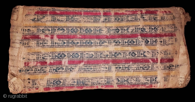 Finest Weaving of Mashru Fragment.From Kutch Gujarat India.Cotton and Slik weaving.C.1750.Its size is 14cmX30cm.Very Rare kind of Mashru Fragment(170542 New).             