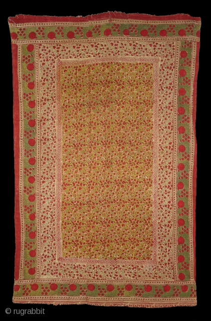 Early Block Print(Cotton Khadi)From Rajasthan,India.Its size is 100cmx155cm(DSC08458 New).                        