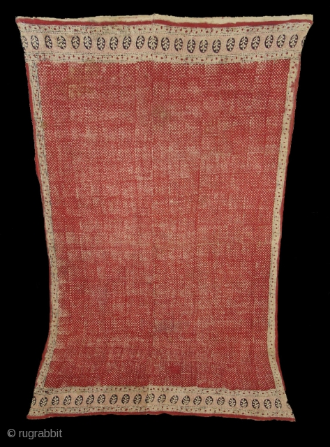 Early Block Print(Cotton Khadi)From Gujarat,India.Its size is 130cm x 225cm(DSC08470 New).                      