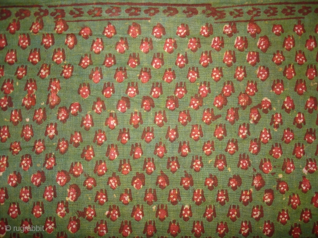 Early Block Print(Cotton Khadi)From Rajasthan,India.Its size is 82cm X 6.50 Meters(DSC08490).                      