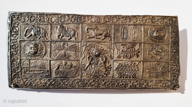 An Very Rare And Unique Jain Kalpasutra Manuscript Book Cover On the Real Silver emboss work From Kutch, Gujarat. India.

Epic Storytelling Book cover. When Mahavira was born his mother Trishala, During her  ...