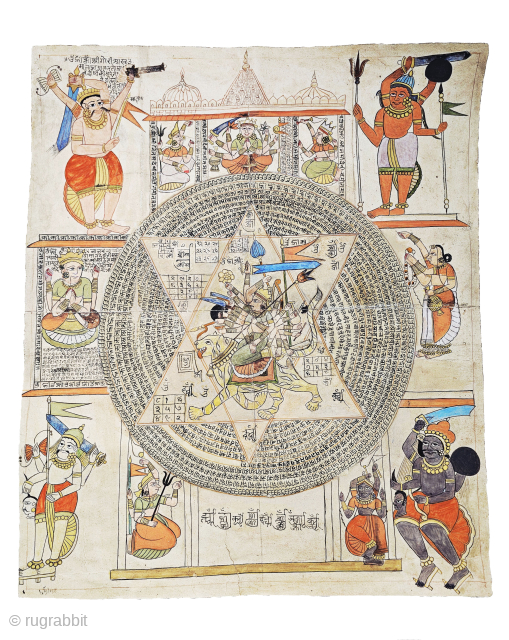 Tantric Path / Devi Path Painting – Gujarat, India (Circa 1875–1900)

An exceptional Tantric (Devi Path) painting from Gujarat, India, densely inscribed with sacred yantras and mantras. These powerful ritual works were traditionally  ...