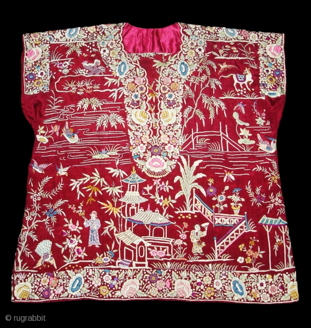 Cheena-Cheeni no Jhablo,Parsi Jhabla(Blouse)From Surat Gujarat India.This kind of Jhabla's were embroidered by Chinese artisans in the town of Surat in Gujarat for the Parsi women of that region.The Parsi's are a  ...