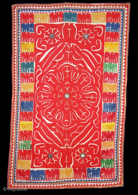 Dharaniya Wall Hanging Applique work on the Cotton, From Saurashtra Region of Gujarat, India.Its size is 110cmx170cm. Circa 1900(DSC01832 New).             