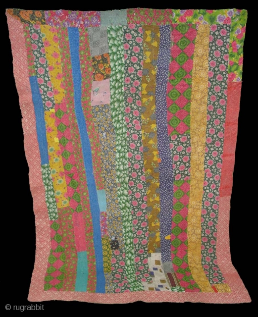 Patch Work Kantha Quilt,cotton,Probably From East Bengal(Bangladesh)region.India.Its size is 145cmX206cm.Very fine Quilting(DSC04068 New).                    