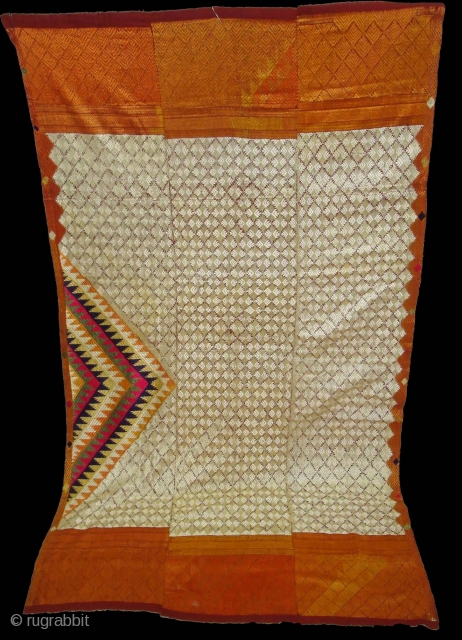 Phulkari From West(Pakistan) Punjab.India.known As Shisha Bagh very Rare influence of Ghughat Design with Satrangi Lahariya Design Very Rare Kind of Bagh(DSC01500 New).          