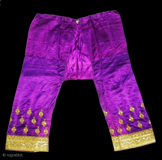 Ceremonial Woman's Trouser(Ejar)From Gujarat India.C.1900.Zari Embroidery on Gajji-Silk,This were traditionally used mainly by Vohra-Muslim family of Gujarat India(DSC05217 New).              