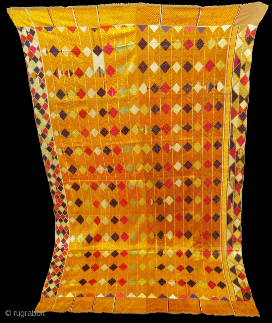 Phulkari From West(Pakistan)Punjab.India.known As Vari-Da-Bagh,Very Rare influence of Multi-colour Side Ghunghat with Multi colour squares in the Middle(DSC00825 New).              