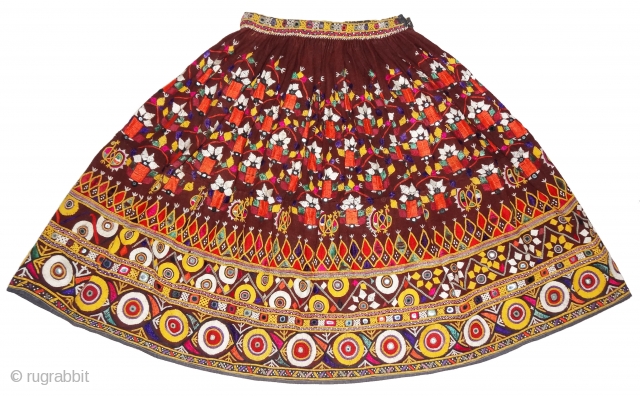 Ghaghra(Skirt)With Cotton and Silk Embroidery.From the Sodha Rajput Group of Kutch Gujarat. India.Its size is 85cmX300cm(DSC02131 New).                