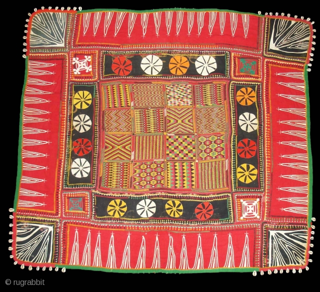 Ceremonial Banjara Baby Jolna From Madhiya Pradesh. India. Known As Jolna. Finely Embroidered And Applied work Banjara Jolna. c.1900. Its Size is 88cmX95cm(DSC04726 New).         