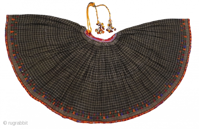 Ghaghra(Skirt)From Shekhawati District of Rajasthan. India.This is the Precious woolen Skirts of Young Girl of Bishnoi Group in the Shekhwati District.C.1900.Its size is L-86cm Around is 700cm(155228).      