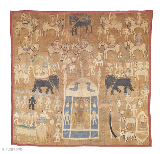 A Rare Ceremonial Kanduri Shrine Appliqué Wall Hanging
Uttar Pradesh, India.

An exceptional and deeply evocative example of North Indian devotional textile art, this rare ceremonial Kanduri shrine appliqué hanging was traditionally offered by  ...