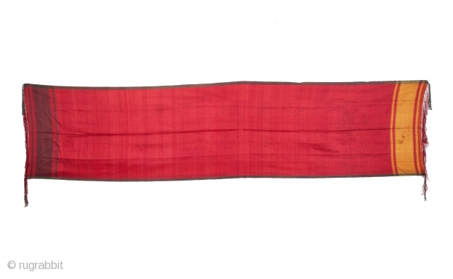 Sash or Turban on Silk,Late 19th Century from Khiva, Uzbekistan Central, Asia.Its size is 76cmX307cm(IMG_2317 New).                 
