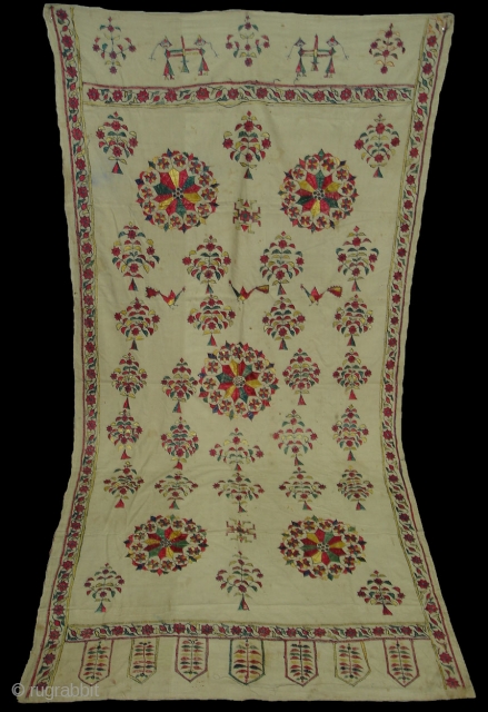 Dharaniya Wall Hanging From Saurashtra Gujarat.India.Used by the Kathi Darbar Family. Very Rare Wall Hanging. Its size is 140cm x290cm.(DSC08355 New)            