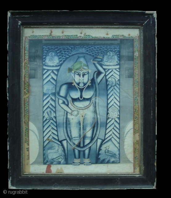 Pichwai of Shrinath Mangla Aarti Pichwai in Single Sawroop From Bundi Rajasthan India.Dated late 18th Early 19th Century.Its size is 60cm X 75cm(DSC00307 New).         