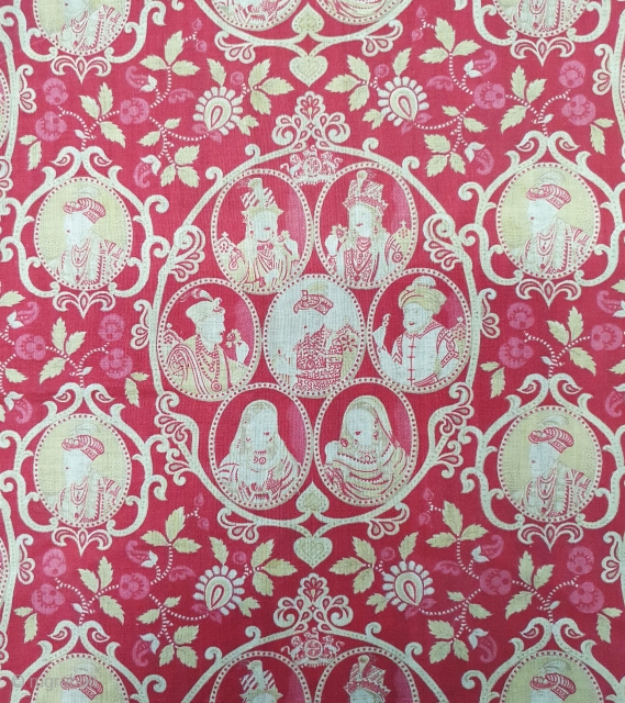 Mughal Empire Manchester Print Chakla (Wall Hanging) From Manchester England made for Indian Market. India. Roller Printed on Cotton.C.1900. Its size is 68cmX81cm (20200426_143229).
         