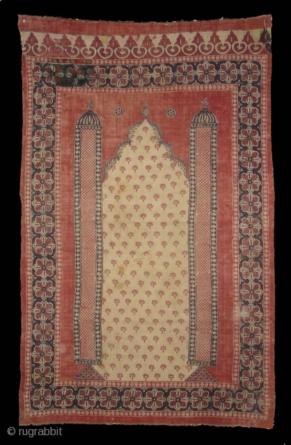 Prayer Arch Kalimkari From Kutch Gujarat.India.Khadi Cotton cloth. 19th Century.Its size is 80cm X130cm.(DSC01650 New)                  