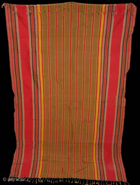 Haaz Shawl From Kerala India.Made for for the Haazi Peoples from Malaysia.Its fabric is silk and Banana leaf mix.19th Century.Its size is 126cmx215cm(DSC04882 New).         