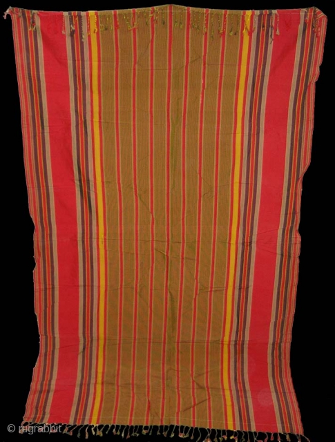 Haaz Shawl From Kerala India.Made for for the Haazi Peoples from Malaysia.Its fabric is silk and Banana leaf mix.19th Century.Its size is 126cmx215cm(DSC04882 New).         