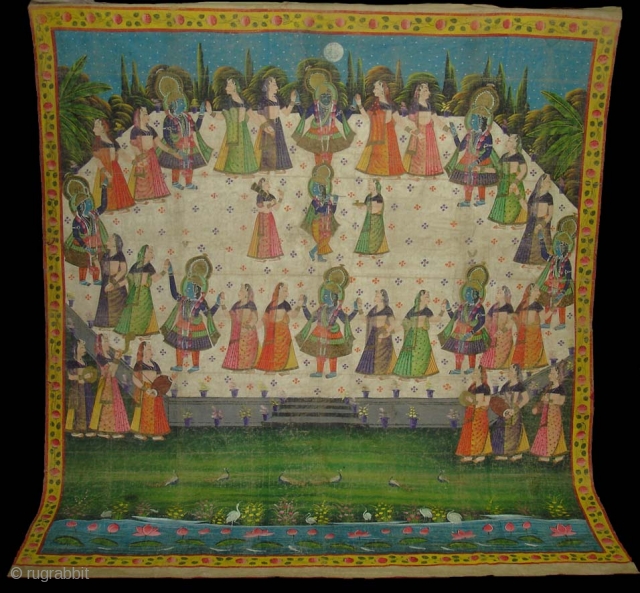Pichwai Of Raaslila for the Purnima.From Nathdawara Rajasthan.Its size is 200cm X 230cm.(DSC06606 new)                   