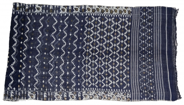 Dhakai Jamdani Saree Indigo blue Natural Colour, Cotton with  Real Zari weaving From Dhaka District, of Bangladesh. India. Jamdani was originally known as Dhakai named after the city of Dhaka, Jamdani  ...