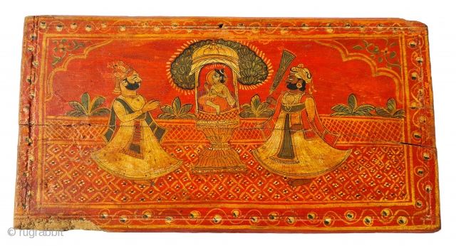 Nath Miniature Painting of Nathji (Swaroop of Shrinathji) On the Wood. Showing the Rao Mansingh and Nathyogi 
c.1800-1825, 
From Jodhpur Rajasthan India. India. 
The art of paint and lacquer was a beautiful  ...