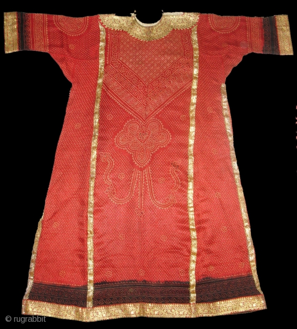 Abha Tie and Dye From Kutch Gujarat.It is the Wedding Costume of the Khatri Family.One of the Earliest Wedding Costume in Tie And Dye.(DSC08854New)         