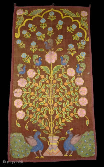 Tree of Life(Cotton Khadi)From Gujarat India.Painted and Printed with polychrome pigments.Its size is 48cmx92cm(DSC04981New).                   