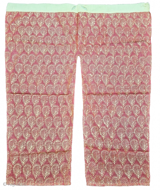 An Very Rare Real Gold Block Varak Print Trouser For Shrinathji, From the Deccan Region of  South India. India. Real Gold Varak Print on the Cotton Mulmul Cloth, These are made to  ...