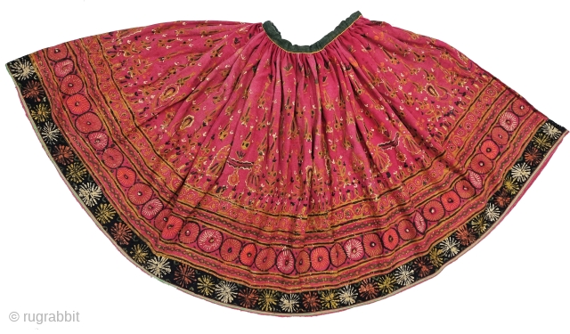 Rogan Art Ghaghra (Skirt )  From Kutch Region of Gujarat India. Handprinted on the Thick Cotton Cloth.
Rogan art or Rogani Kaam is an extremely skillful painting done on fabrics, practiced by the Khatri family in  ...