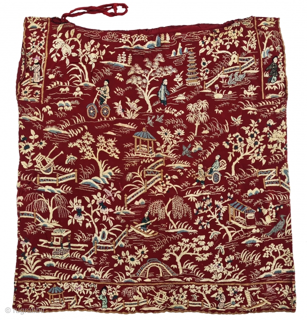 Cheena-Cheeni no Jhablo or Jhablo (Blouse) of Parsi Community From Surat Gujarat India. 

The pattern Elements of this Jhabla is related to a folk Tale. 

The garden scene is filled with repeats of a variety of flowering trees,  ...