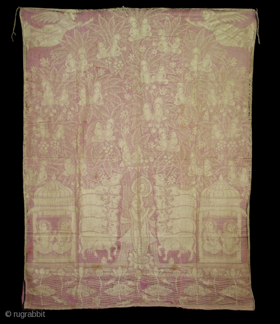 Cotton Lace net Pichwai of Nand Utsav From Germany ,Made for Indian Market C.1900.Its size is 113cmX146cm(DSC03990 New).               