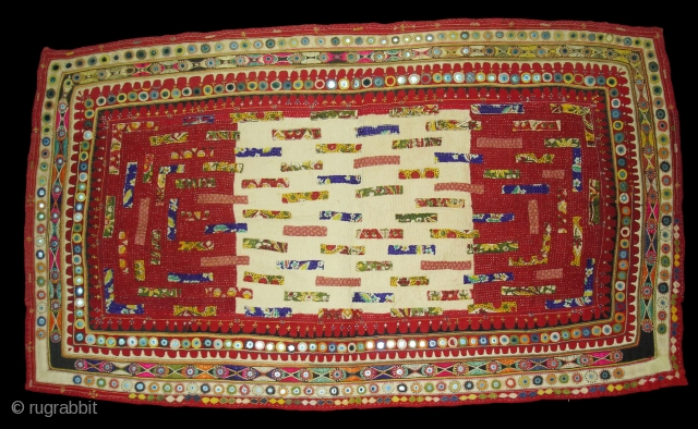 Embroidered and Printed Patch work Quilt From Dwaraka Region of Saurashtra Gujarat.India.very fine quilted and Patch work.Rare kind of Piece.Its size is 65cmX102cm(DSC04270 New).         