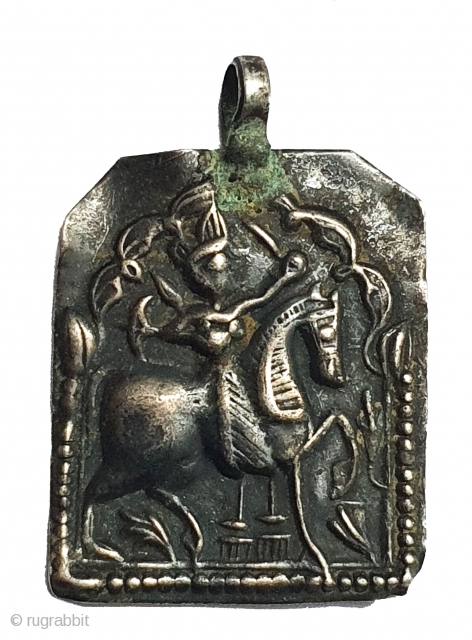 Tribal Indian Silver Pendant of Ramapir From Kutch Gujarat India.India. C.1900(20200624_162342).                      