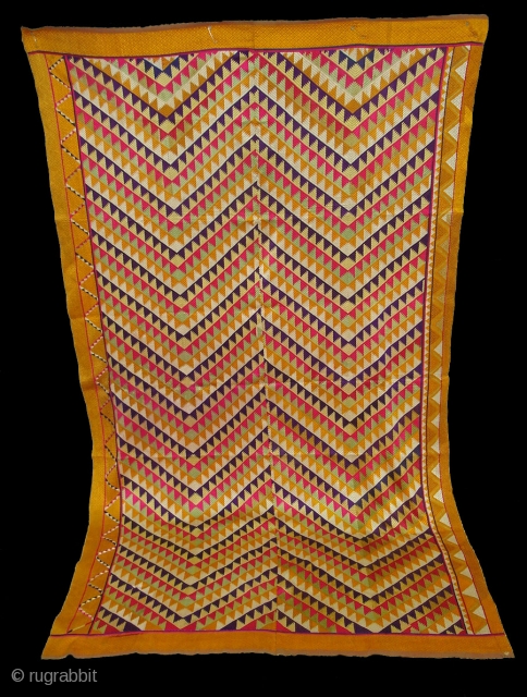 Phulkari From West(Pakistan)Punjab.India.Known As Panch Rangi Lahariya Bagh.Very Rare and Early Design Bagh.(DSC05293 New).                   