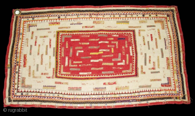 Embroidered and Printed Patch work Quilt From Dwaraka Region of Saurashtra Gujarat. India.very fine quilted and Patch work.Rare kind of Piece.Its size is 70cmX117cm(DSC02355 New).        