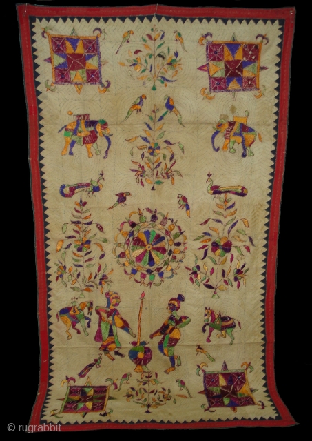 Dharaniya Wall Hanging From Saurashtra Gujarat.India.Used by the Kathi Darbar Family.Rare wall Hanging.Its size is 115cm x 200cm.(DSC02003 New)              