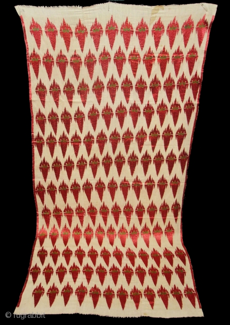 Phulkari From West Punjab.India.Known As KHANJAR THIRMA Bagh.Its size is 118cmX240cm.(DSC02705 New).                     