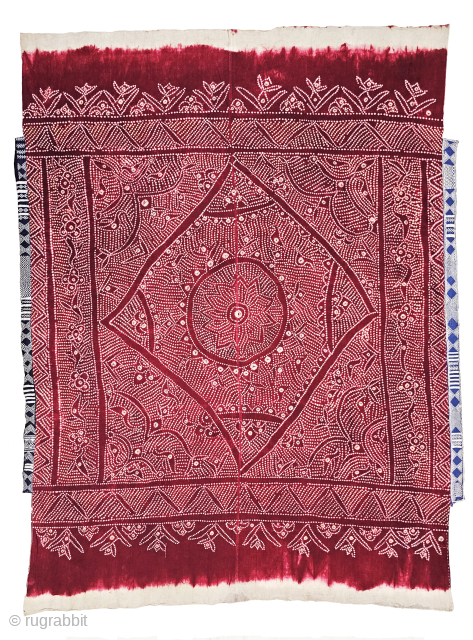 Ceremonial Tie and Dye Odhani-Shawl (Resist Dyed),

Its An Single Bandh (One by one Tie and Dye done) odhani From Shekhawati District of Rajasthan. India.

Natural Colors On the Khadi Cotton.

C.1875-1900.

Its size is 158CmX205cm  ...