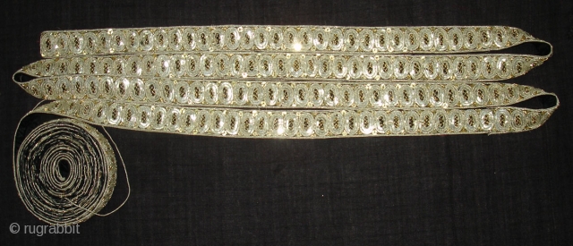 Parsee Zari(Real Silver)Lace Border From Surat Gujarat India.This kind of Lace Border were embroidered by Gujarati artisans in the town of Surat in Gujarat for the Parsee women of that region.The Parsee's  ...