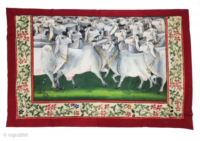 Pichwai Akhandpart for the Gopashtami ,  From Nathdwara Rajasthan, India. India.

C.19th century,

In that Period  onwards there were artistic exchanges between Kota And Nathdwara. A number of pichhavai painted in Nathdwara  ...