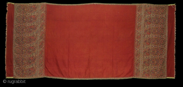 Rare Colour,Jamawar Long Shawl from Kashmir India.It has been made in Highly Sikh Period Around,C.1820.Its size is 120cm x 275cm.Condition is Good(DSC05679 New).Ask for more Detail Pictures.      