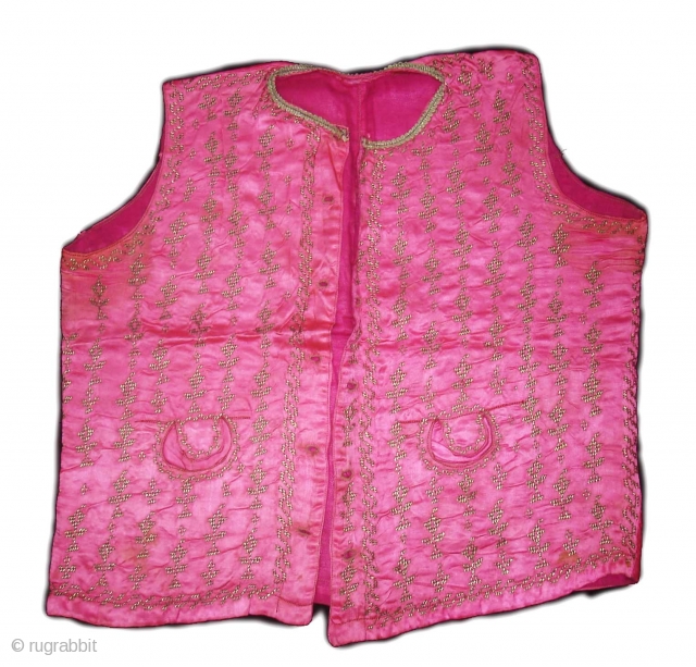 Child Waistcoat(sadri),Badla Work(Real Silver)On Gajji-Silk,Worn by Royal Vohra Muslims Community Of Sidhpur,Patan, Gujarat. India.C.1900. L.40cm,W.42cm (dsc02895 New).
                