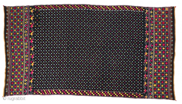 Indigo-Colour(Dark) Phulkari From East(India)Punjab Region of India. India.Silk on Indigo Dyed Hand Spun Cotton ground.C.1900.Its size is 135cmX245cm(DSC03875 New).              