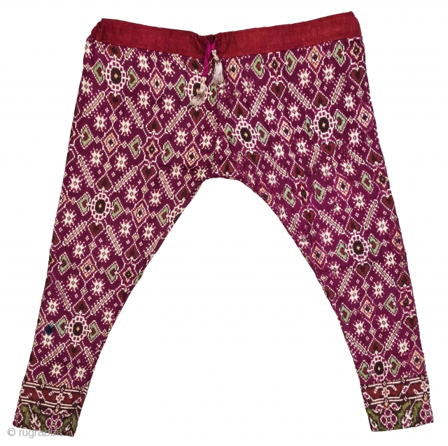 Ejar (Trouser) Silk Double Ikat, Probably Patan Gujarat. India.This Patola Ejar design is known as  Vohra-Gaji-Bhat(Vohra Type Design) . This type of Patola Ejar's Mainly Exported to the south-East-Asian markets.

c.1850-1875.

Its size  ...