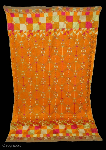 Phulkari From East(India)Punjab.India.One of the Rare Design Indian Phulkari(DSC06755 New).                       