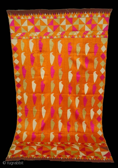 Phulkari From East(India)Punjab.India.One of the Rare Design Indian Phulkari.Known as Tota(Parrot bird)Bagh(DSC06846 New).                    