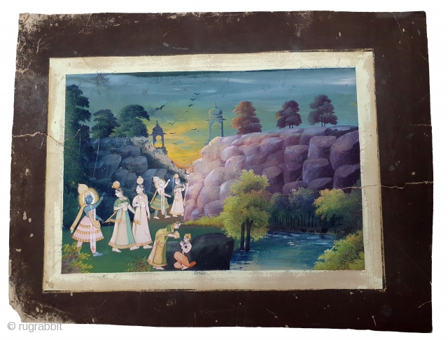 Bazaar Painting of the Dan Lila from  Nathdwara North-India. India. Late 19th Early 20th Century. Its size 40cmX56cm (20191017_145305).              